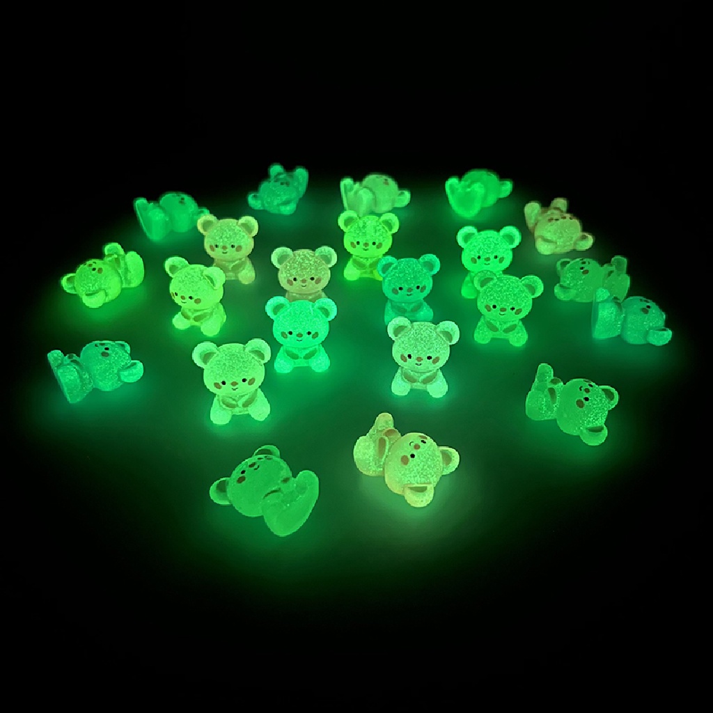 Bộ 2 Mô Hình Gấu Hoạt Hình Bằng Nhựa Resin Phát Sáng Dễ Thương Trang Trí Xe Hơi