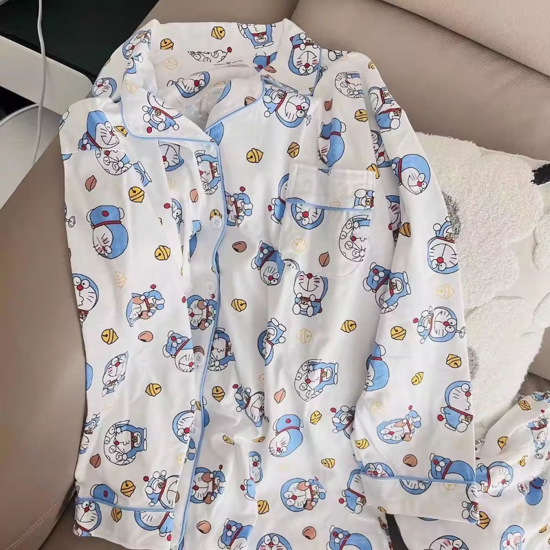 Bộ Đồ Ngủ Tay Dài in Hình Doremon Phong Cách Nhật Bản Thời Trang Xuân Thu Cho Nữ