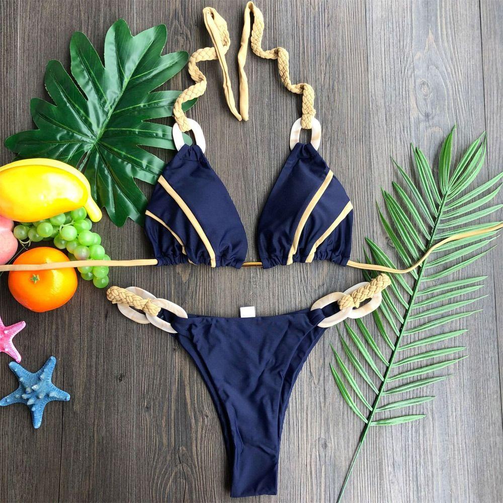 .Bộ Bikini 2 Mảnh Màu Trơn Gợi Cảm Thời Trang Cho Nữ
