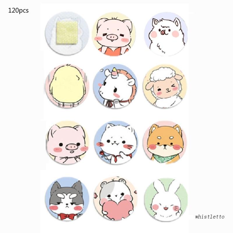 Set 120 Băng Dán Tự Dính Hình Tròn Dễ Thương Hỗ Trợ Vết Thương Cho Bé Trai / Bé Gái