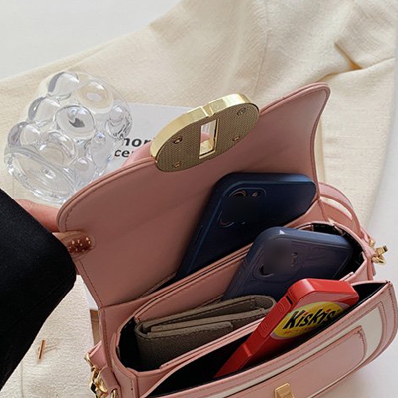 Túi Đeo Vai Hình Vuông Nhỏ Cầm Tay Có Khóa Nam Châm Màu Sắc Nổi Bật Cá Tính Cho Nữ