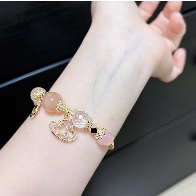 Vòng Đeo Tay Đá Pha Lê Hồng Hoa Đào Thịnh Vượng Dành Cho Bạn Gái
