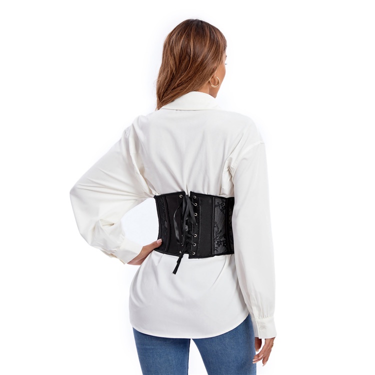 Đai Nịt Bụng Định Hình Eo Ngắn Màu Đen Phối Ren Thoáng Khí Thoải Mái