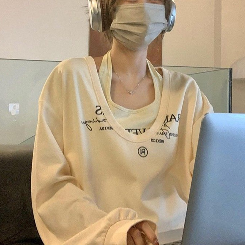 IELGY Bộ Áo Hai Dây In Chữ Phong Cách Hàn Quốc Cho Nữ