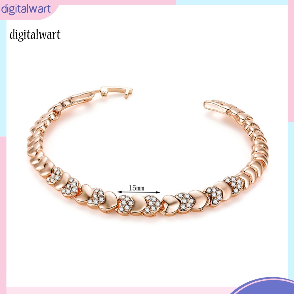 Kỹ Thuật Số| Vòng Tay HợP Kim ĐíNh Đá HìNh Tim ThờI Trang