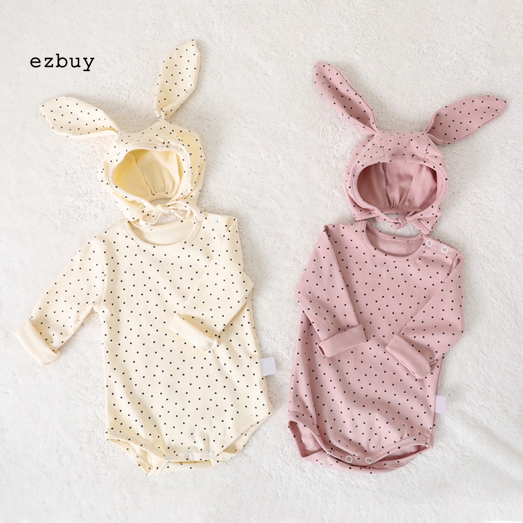 [EY] Bộ Áo Liền Quần Bằng Cotton Tai Thỏ Ngôi Sao Trung Tính Thời Trang Mùa Thu Cho Bé Sơ Sinh