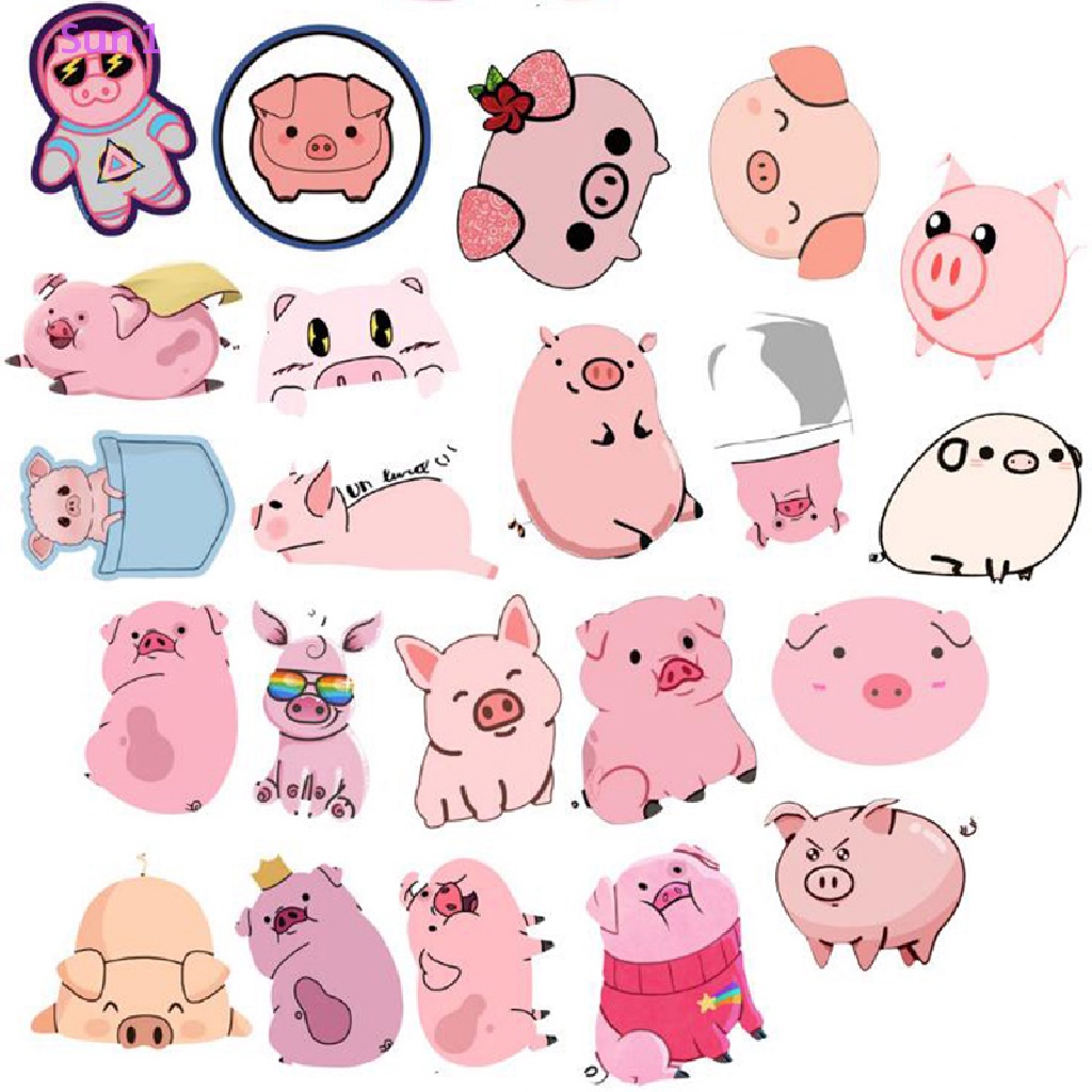 Set 50 Miếng Dán Hình Chú Heo Dễ Thương Chống Nước Trang Trí Thủ Công Cho Trẻ Em DIY