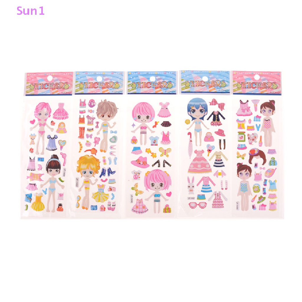 Set 5 Miếng Dán Trang Trí Hình Công Chúa Xinh Xắn Cho Bé Gái DIY Sun1 &gt;