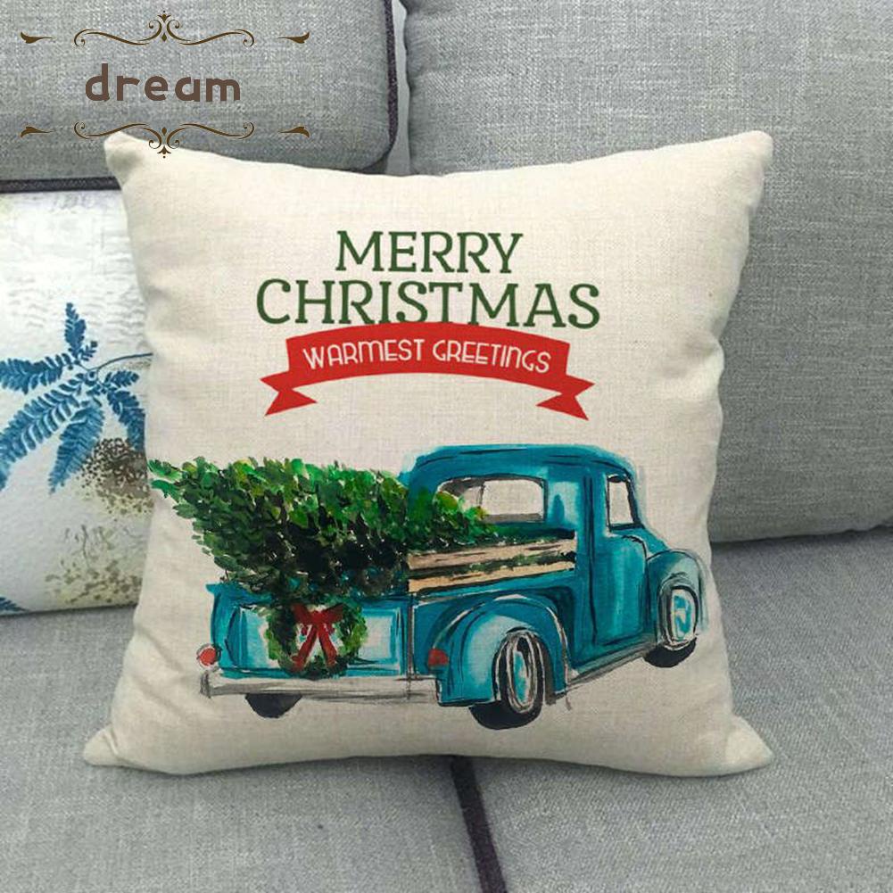 【DREAMLIFE】Pillowcase Christmas Linen Ornaments 45x45cm Chair Throw Christmas Decor