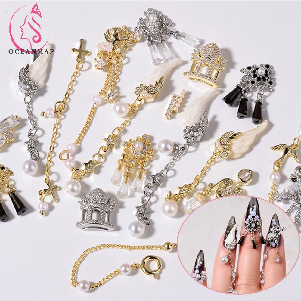 [Hàng mới về] Phụ Kiện Đá Trang Trí Móng Tay Hình Cánh Thiên Thần 3D Lấp Lánh Sang Trọng