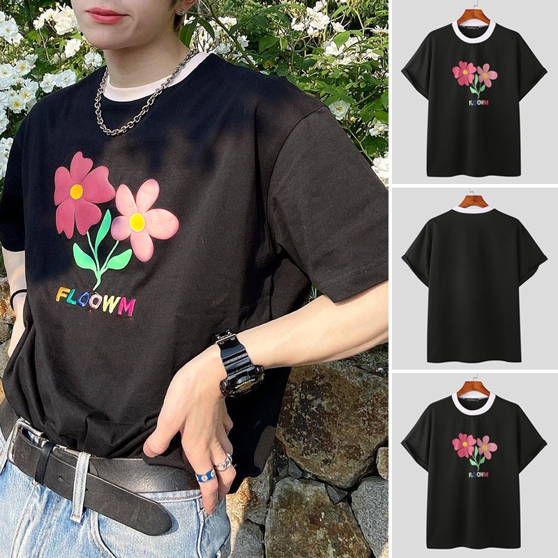 INCERUN Áo Thun Ngắn Tay In Hoa Thời Trang Dành Cho Nam