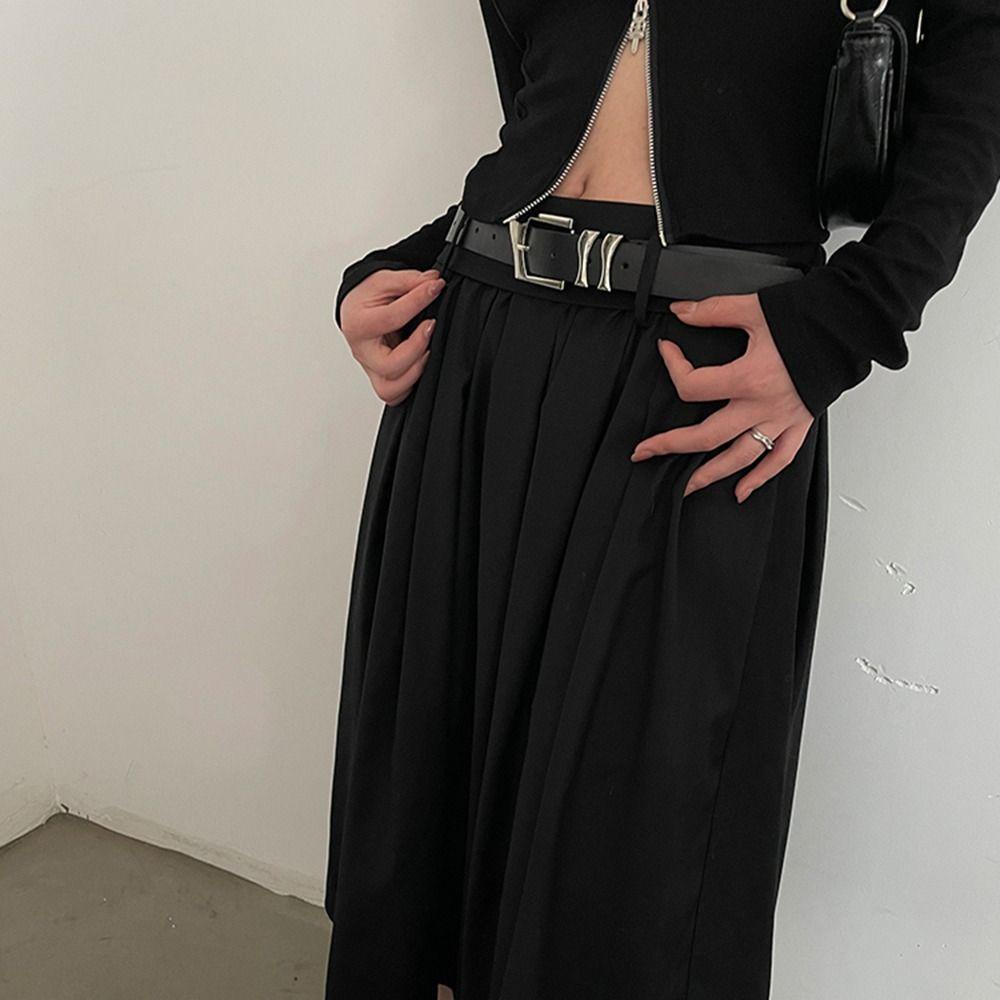 Thắt Lưng Da PU Khóa Hợp Kim Đơn Giản Thời Trang Cho Nam Và Nữ