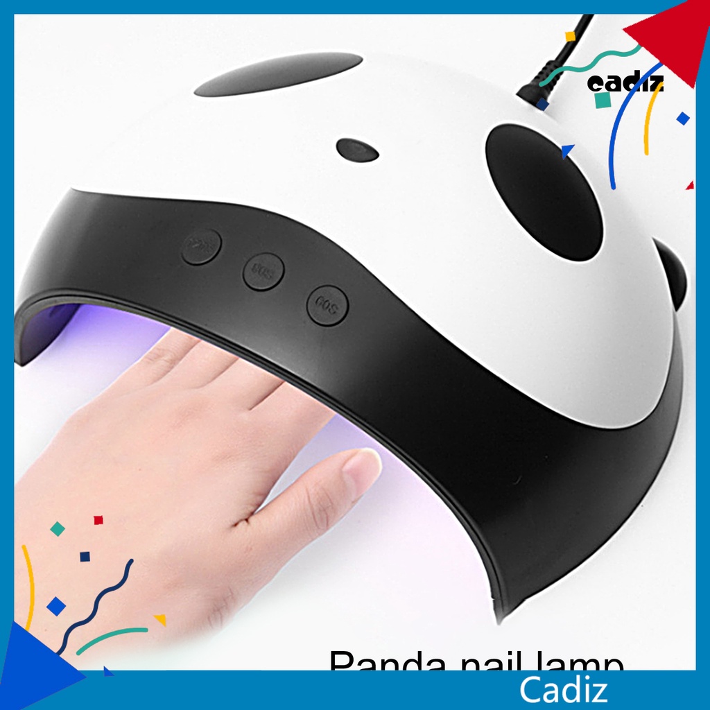 1 Bộ Máy Sấy Móng Tay 3 Bánh Răng 36W 12 Bóng Đèn Mini Hình Gấu Trúc Màu Đen Dành Cho Nữ