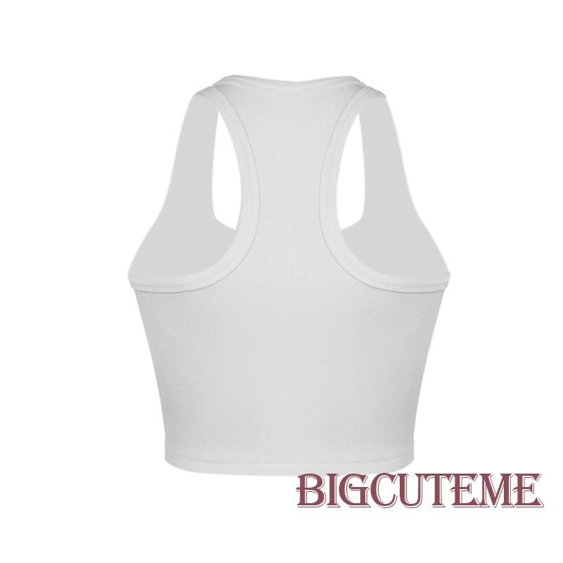 Áo Tank Top Sát Nách Mùa Hè Màu Trắng In Họa Tiết Chữ Cho Nữ