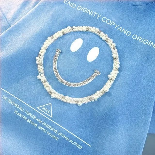 Áo Thun 100% Cotton Tay Ngắn Dáng Rộng In Hình Mặt Cười 3D Thời Trang Xuân Hè 2022