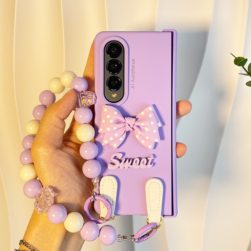 Bao Da Điện Thoại Chống Sốc Đính Hạt Cườm Và Dây Đeo Tay Cho samsung galaxy z fold 4 3 z Fold3 z Fold4 5g Ốp