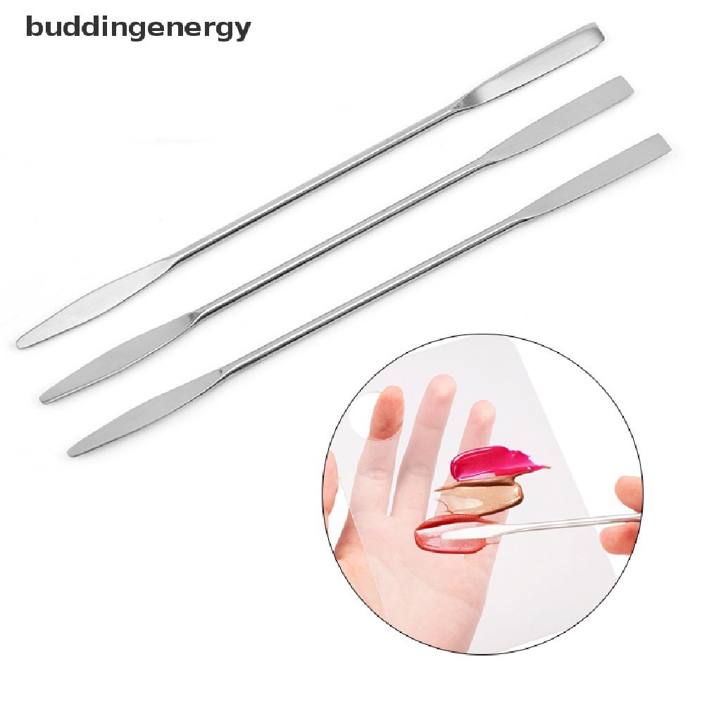 {BUDDI} Muỗng Trộn Mỹ Phẩm Hai Đầu Bằng Thép Không Gỉ Cho Bảng Pha Màu {BUDDI}
