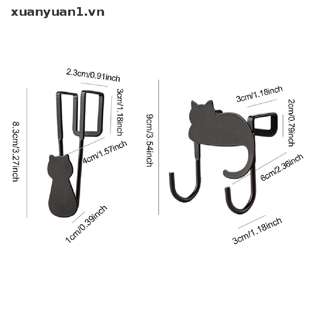 Móc Sắt Treo Đồ Hình Mèo Dễ Thương Gắn Cửa Tủ / Phòng Ngủ / Nhà Tắm