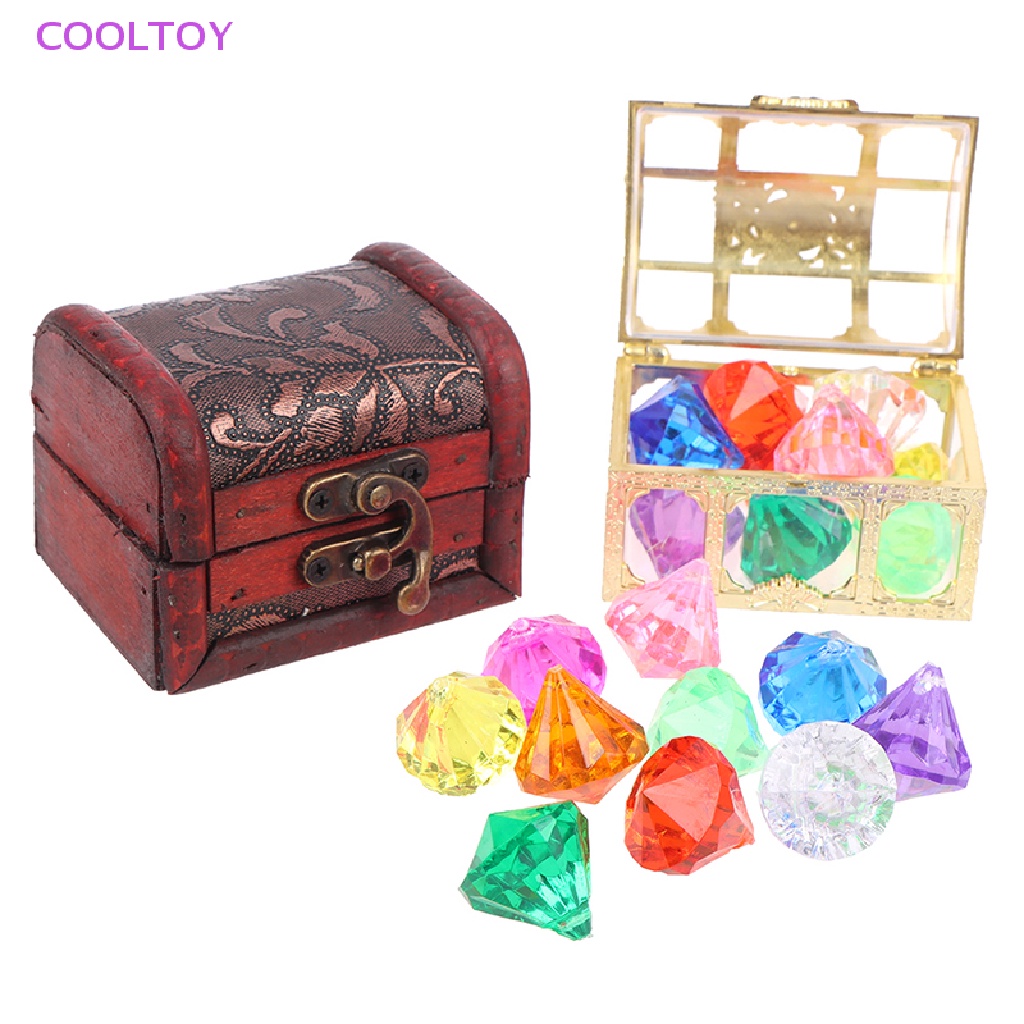 Cooltoy Bộ 10 Viên Đá Kim Cương Lớn Nhiều Màu Sắc Đồ Chơi Bể bơi Lội Hộp Kho Báu