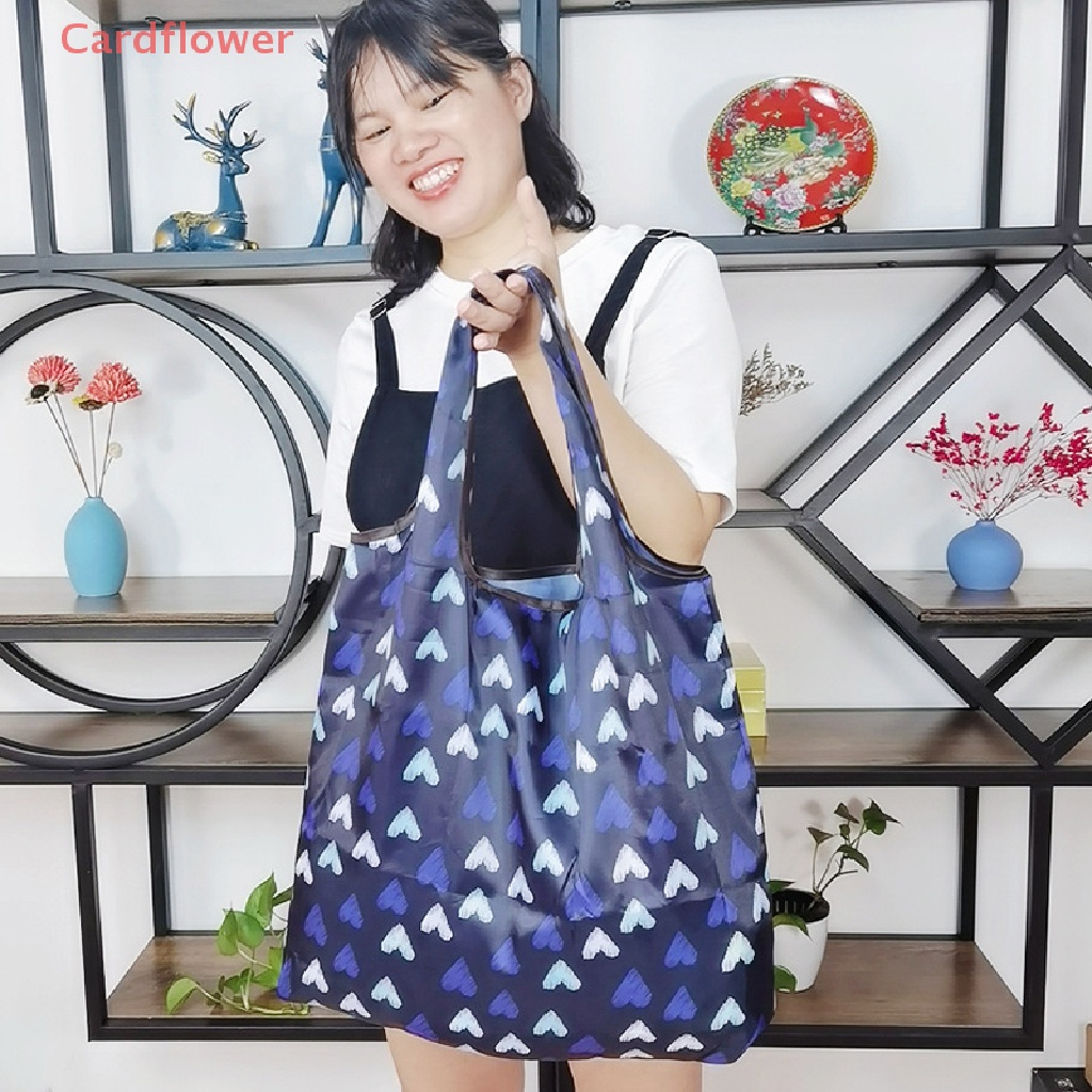 < Cardflower > Hàng Có Sẵn Túi Mua Sắm Vuông Sức Chứa Lớn Có Thể Gập Lại Phong Cách California Sáng Tạo Mới