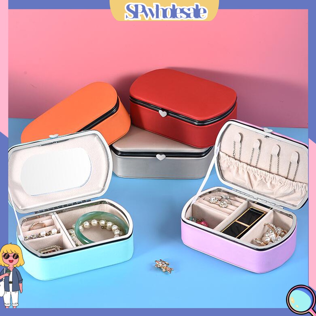 <SPwholesale> Hộp Đựng Trang Sức Giả Da Chống Bụi Có Nắp Điều Chỉnh Được Thông Dụng Cho Du Lịch
