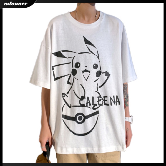 Áo Thun Tay Ngắn Cổ Tròn Dáng Rộng In Hoạt Hình Thời Trang Cá Tính Cho Nam