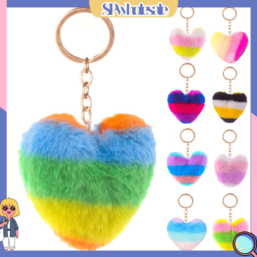 <SPwholesale> Móc Khóa Trái Tim Nhồi Bông Nhiều Màu Sắc
