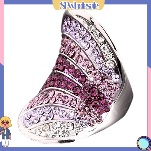 <SPwholesale> Nhẫn Mạ Bạc 925 Đính Đá Toàn Diện Phong Cách Hàn Quốc Cho Nữ