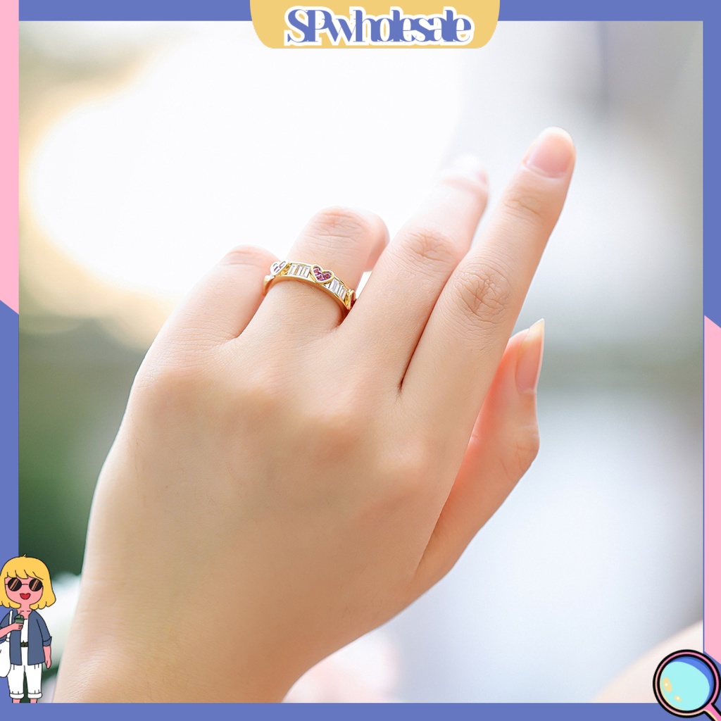<SPwholesale> Nhẫn Hình Trái Tim Đính Đá Zircon Thời Trang Cho Nữ