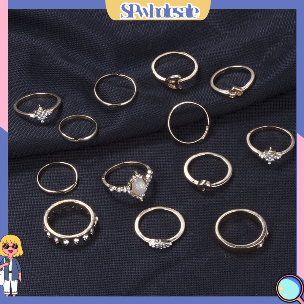 <SPwholesale> Set 13 Nhẫn Đeo Khớp Ngón Tay Nhiều Kiểu Thời Trang Cho Nữ
