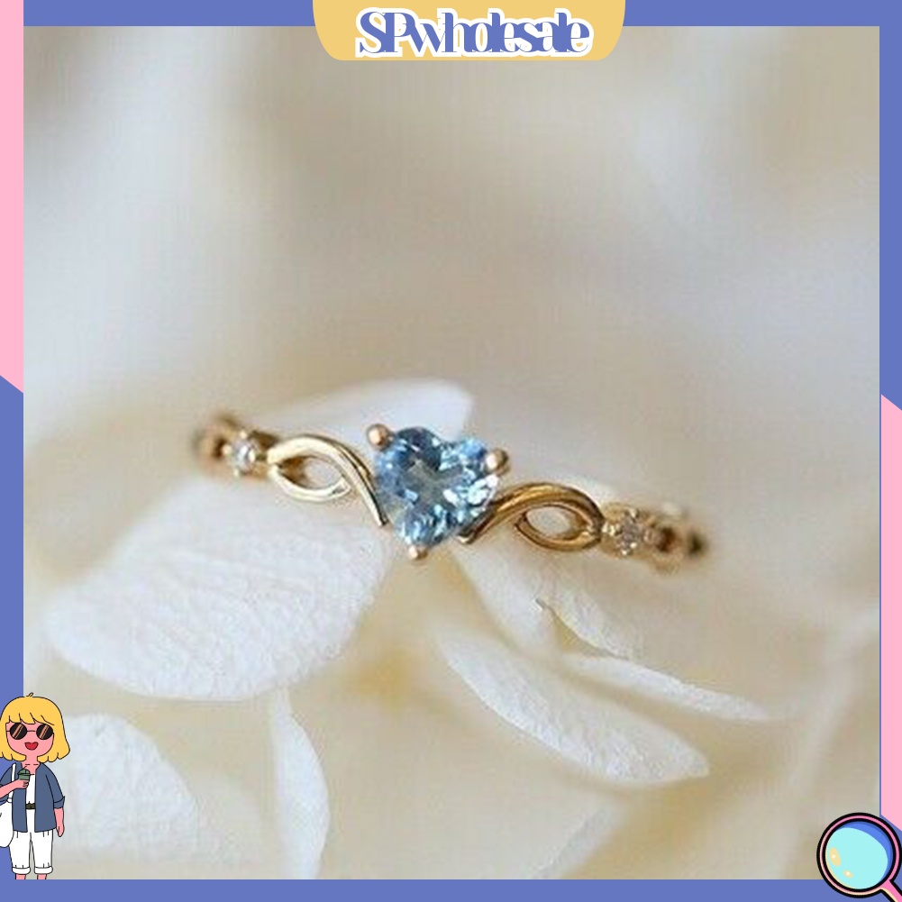 <SPwholesale> Nhẫn Đính Đá Zircon Hình Trái Tim Thời Trang Cho Nữ