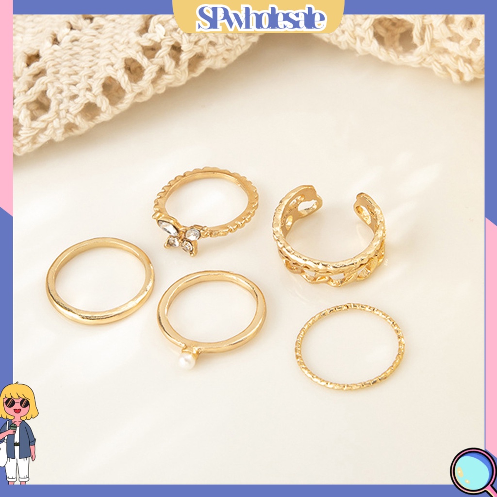 <SPwholesale> Set 5 Nhẫn Đeo Khớp Ngón Tay Vintage Cho Nữ