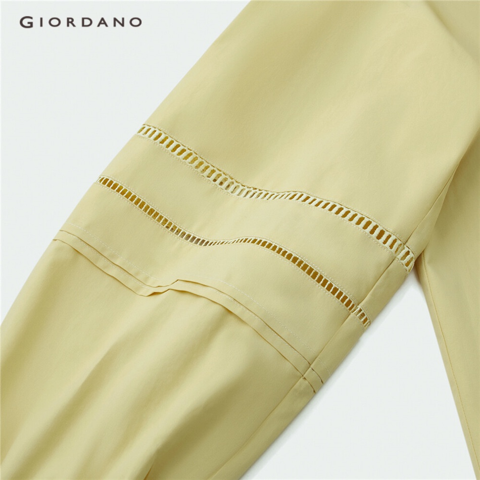 GIORDANO WOMEN Hollow out long sleeve cotton shirt 18343202