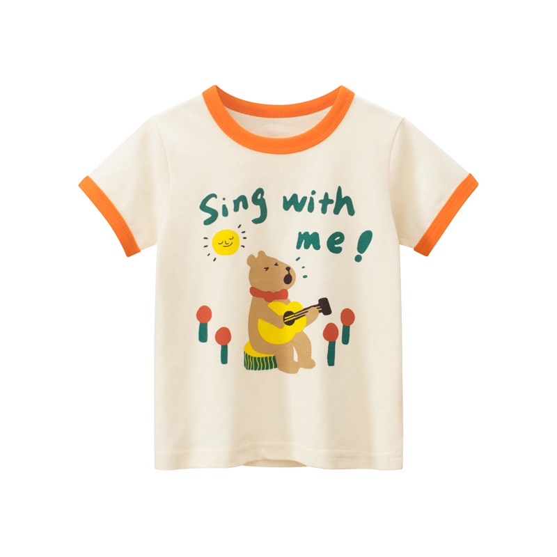 Áo Thun Tay Ngắn In Hình Gấu Dễ Thương Cho Bé