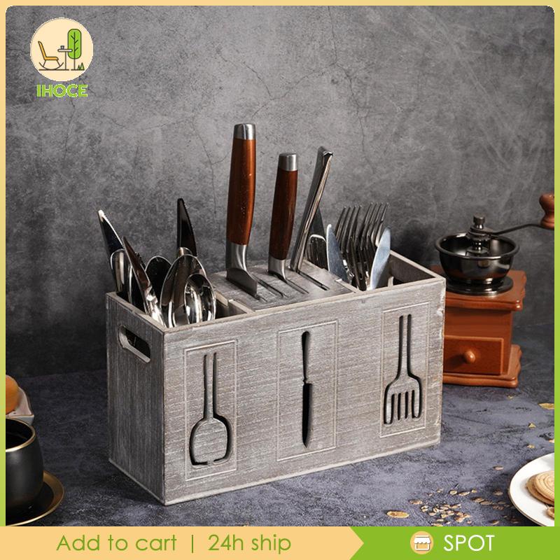 Giá Đỡ Đũa Muỗng Bằng Gỗ Màu Bạc Tiện Dụng Cho Nhà Hàng / Bàn Ăn