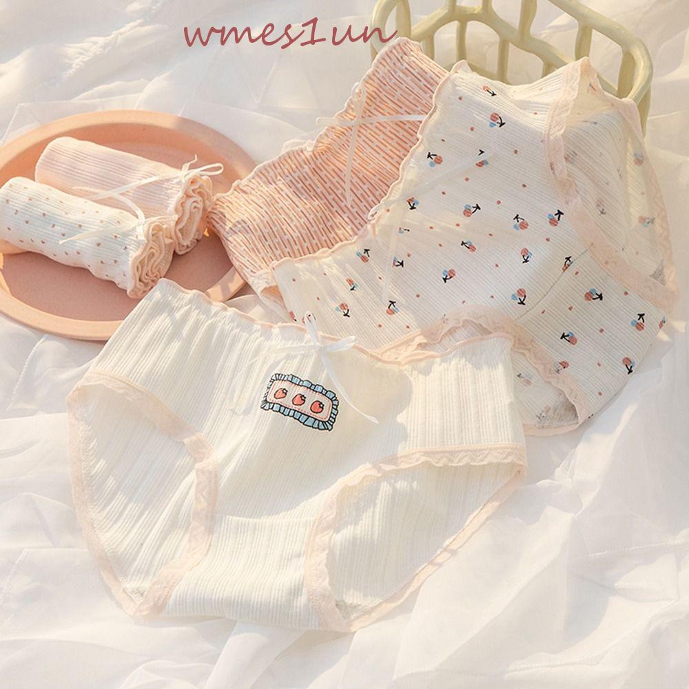 Quần Lót Cotton Mềm Mại Thoáng Khí In Họa Tiết Sọc Ngang Đính Nơ 15H Cho Nữ