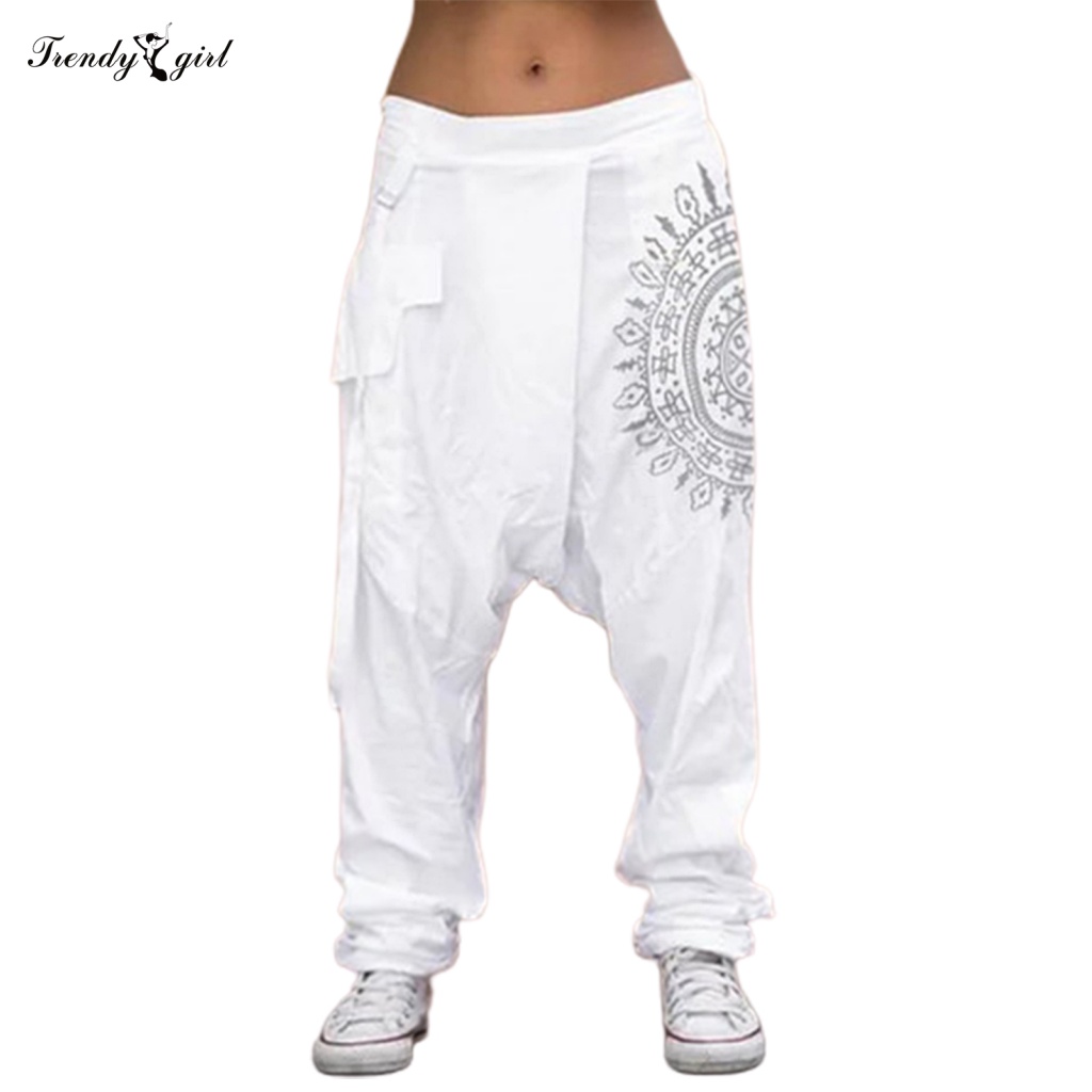 Quần Baggy Thụng Đáy Thấp In Họa Tiết Cổ Điển Hợp Thời Trang Cho Nữ