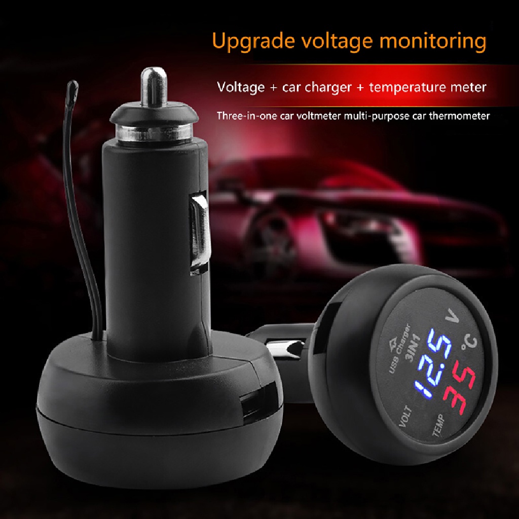 Thiết Bị Đo Nhiệt Độ Và Độ Ẩm 3 Trong 1 12V / 24V Có Màn Hình LED Kỹ Thuật Số Cho Xe Hơi