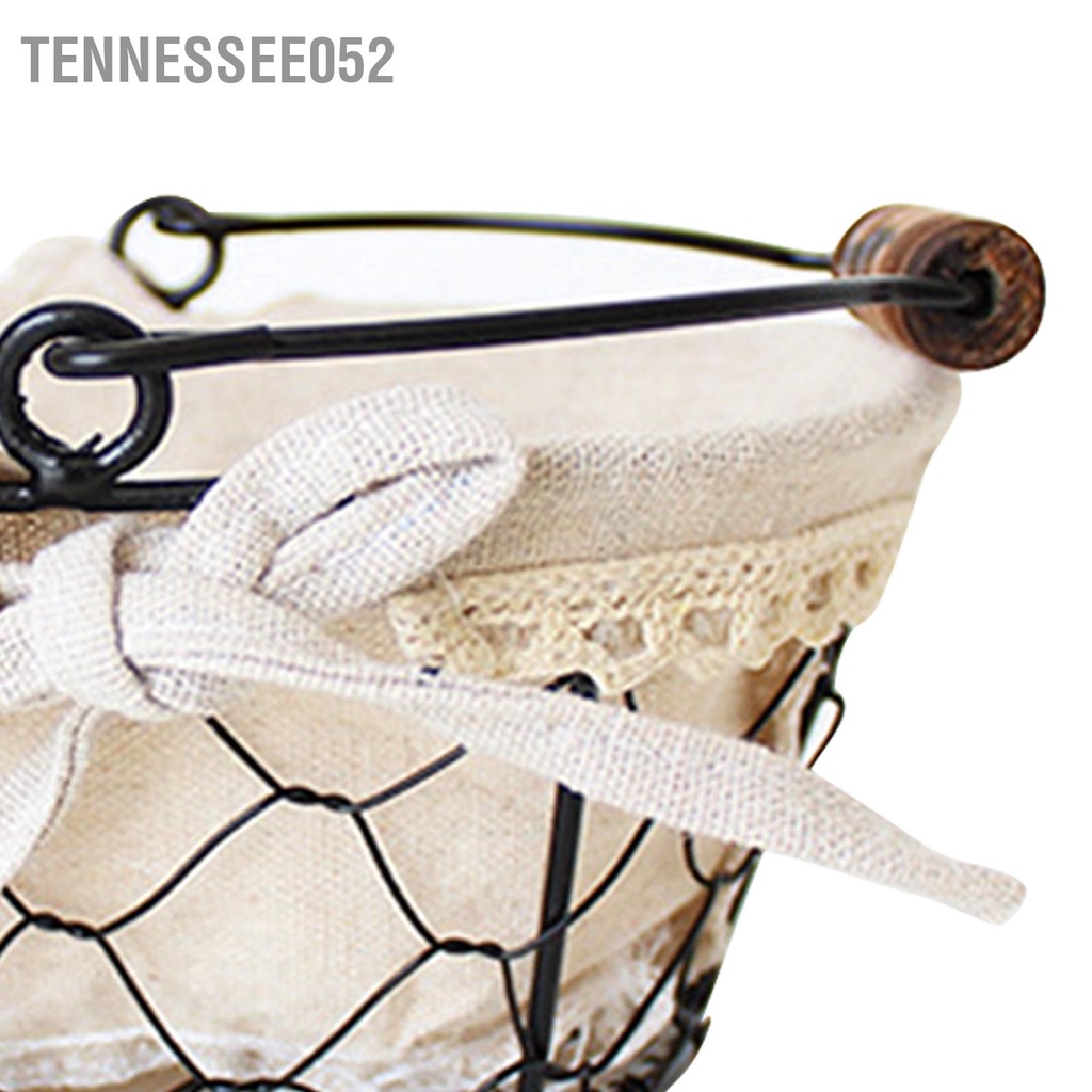 Tennessee052 Rổ Dây Bánh Mì Đựng Gấp Tay Cầm Bằng Gỗ Có Vải Lót Thực Phẩm Phục Vụ Giỏ Mỹ Trang Sức Đồ Ăn Nhẹ