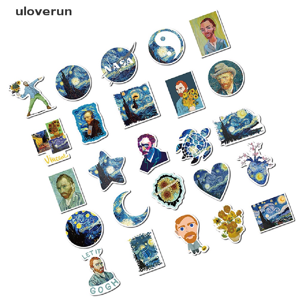 Set 40 Sticker Vincent Willem Van Gogh Trang Trí Nghệ Thuật