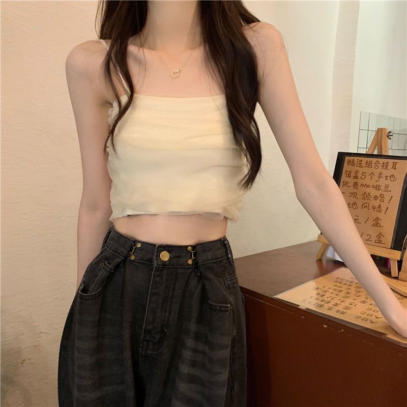 Áo Hai Dây Mùa Hè Dáng Ngắn Màu Hồng Gợi Cảm Hợp Thời Trang Cho Nữ