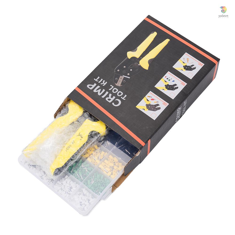 Bộ Dụng Cụ Uốn Dây Điện Cách Nhiệt AWG24-10 Kèm 1200 Đầu Nối Male Và Female