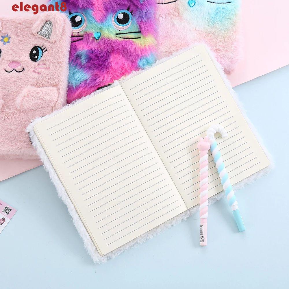 Sổ Tay Vải Lông Hình Mèo / Gấu Trúc Dễ Thương Dùng Làm Quà Tặng DIY