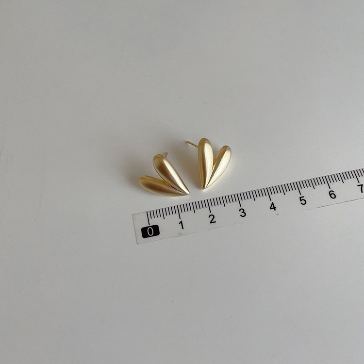 Bông Tai Hình Trái Tim Bằng Kim Loại Nhám Phong Cách Hàn Quốc Thời Trang Cho Nữ