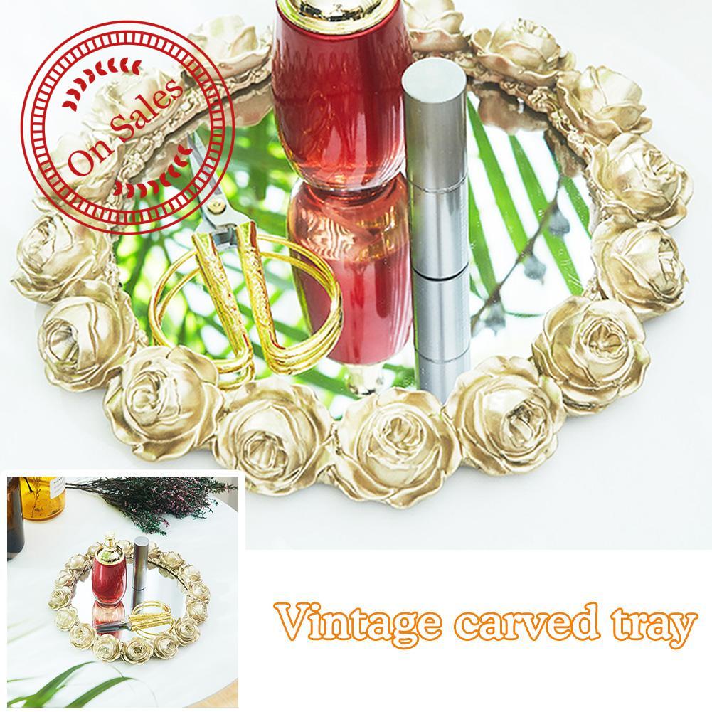 Khay Đựng Trái Cây / Món Tráng Miệng Hình Chữ Nhật Tráng Gương Mạ Vàng Phong Cách Bắc Âu Cổ Điển X2W