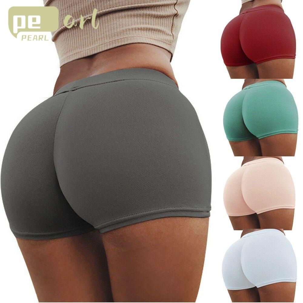 Quần Short Cotton Màu Sắc Trơn Chống Ánh Sáng Dùng Khi Tập Yoga / Chạy Bộ Cho Nữ