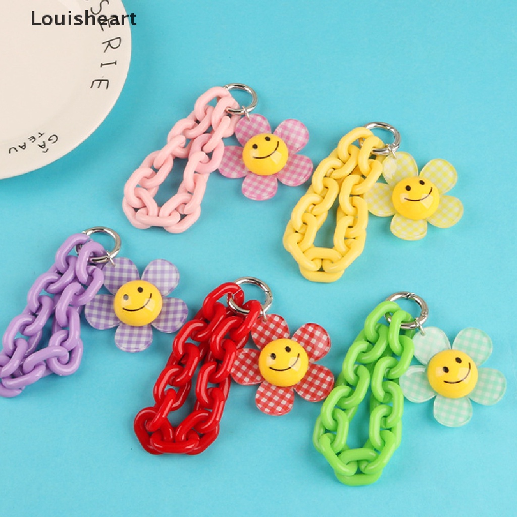Louisheart Móc Khóa Hình Hoa Hướng Dương Mặt Cười Màu Kẹo Ngọt Có Dây Đeo Trang Trí Ba Lô Đồ Chơi Cho Nữ TFG