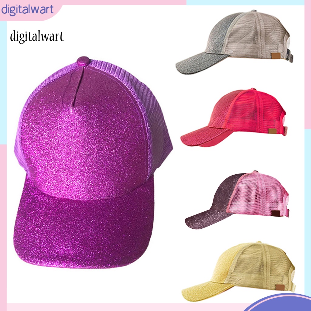 Kỹ Thuật Số| Mũ Lưỡi Trai Cotton Phối Lưới Đính Kim Tuyến Lấp Lánh Thời Trang Cho Nữ