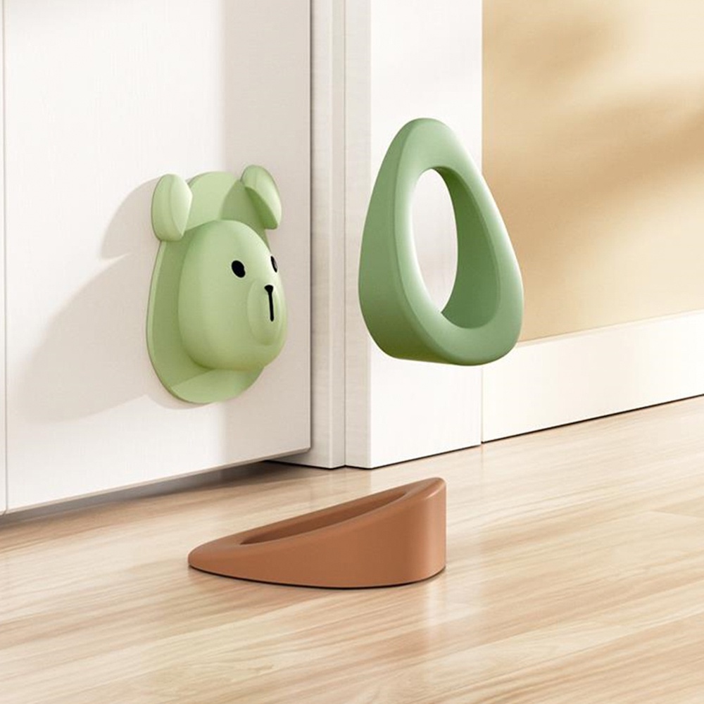 Thẻ Chặn Cửa Silicon Dày Dặn Màu Tương Phản Họa Tiết Chú Gấu Dễ Thương An Toàn Cho Bé 2023