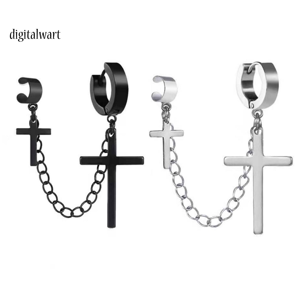 Kỹ Thuật Số| 1 Khuyên Tai Kim Loại Dạng Mắc Xích Hình Thánh Giá Phong Cách Punk Hiphop Cho Nam